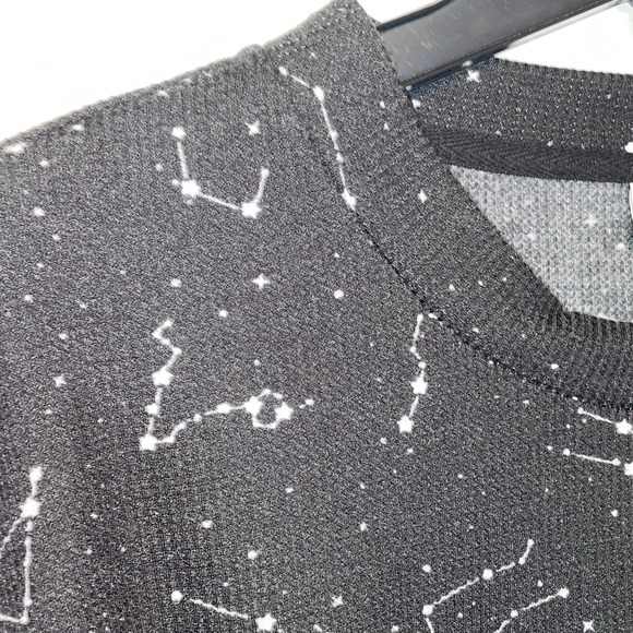 Jenni Long Sleeve printed Waffle Pajama Top (top only) black Medium - Picture 5 of 8